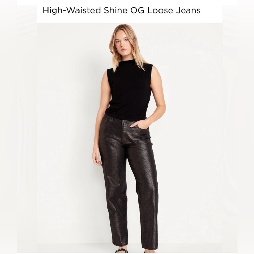 Old Navy | High-Waisted Shine OG Loose Shimmer Jeans - Size 4